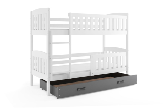 Poschodová posteľ KUBO 190x90 | biela - grafitová 