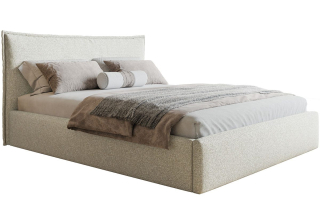 Čalúnená manželská posteľ s úložným priestorom SLIM 14 - svetlá krémová | 160×200