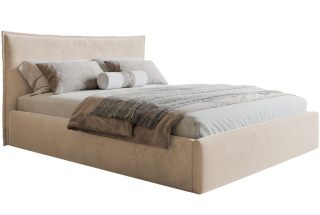 Čalúnená manželská posteľ s úložným priestorom SLIM 14 - béžová zamat | 160×200