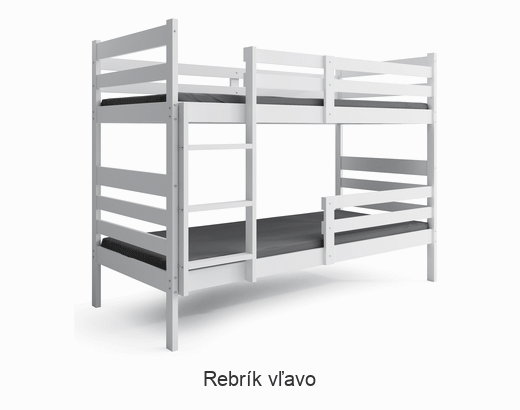 Poschodová posteľ ERIK biela – rebrík vľavo alebo vpravo
